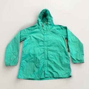 Vtg 80s Columbia Sportswear Mens Green Full Zip Raincoat Windbreaker Jacket M